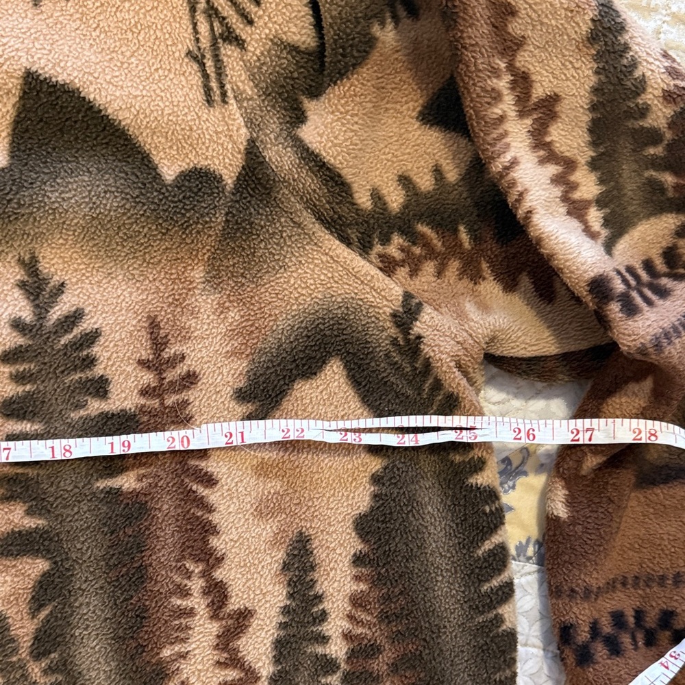 Tradition Country Collection Vintage Brown and Tan Mountain Print Fleece Jacket - Picture 5 of 10